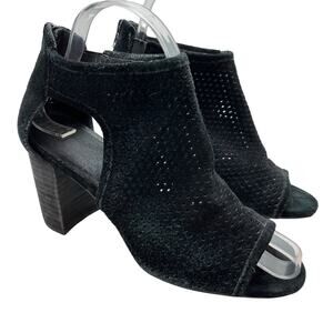 AEROSOLES HIGH FREQUENCY Black Genuine Leather Chunky High Heels Ankle Booties 7